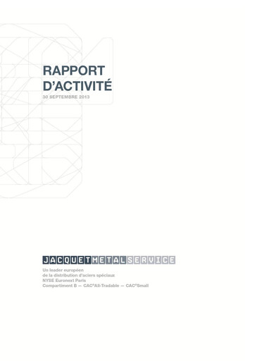 Thumbnail Jacquet Metals Quarterly Report 2013-q3