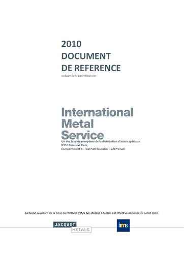 Thumbnail Jacquet Metals Universal Registration Document 2010
