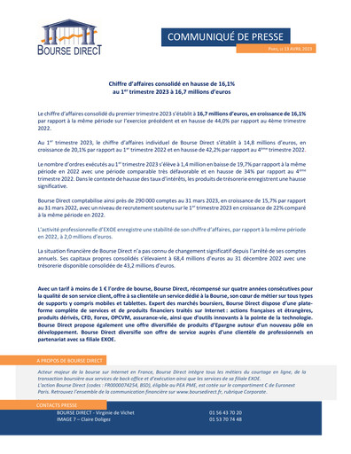 Thumbnail Bourse Direct Quarterly Report 2023-q1