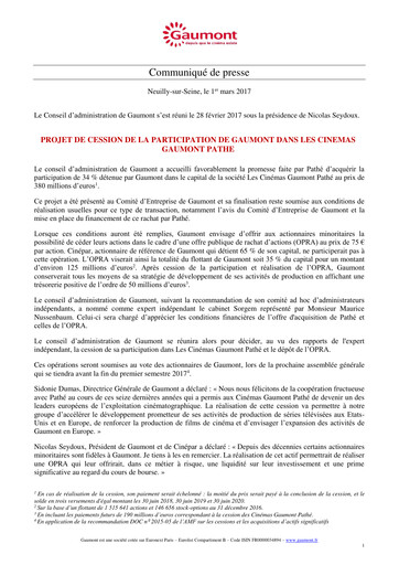 Thumbnail Gaumont SA Financial Report 2016