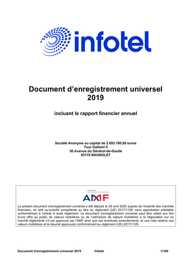 Thumbnail Infotel SA Universal Registration Document 2019