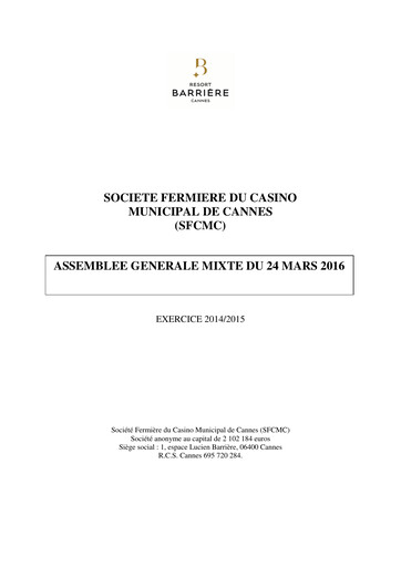 Thumbnail Société Fermière du Casino Municipal de Cannes Annual Report 2014-2015