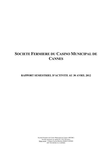 Thumbnail Société Fermière du Casino Municipal de Cannes Half-year Report 2011-2012-h1