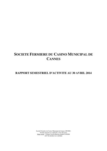 Thumbnail Société Fermière du Casino Municipal de Cannes Half-year Report 2013-2014-h1