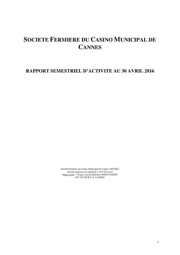 Thumbnail Société Fermière du Casino Municipal de Cannes Half-year Report 2015-2016-h1