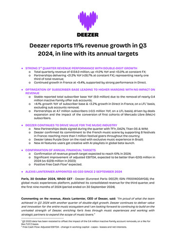 Thumbnail Deezer Quarterly Report 2024-q3