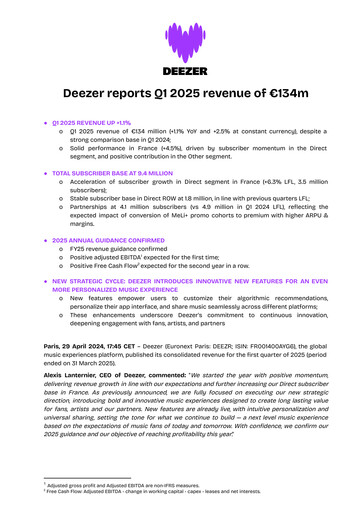 Thumbnail Deezer Quarterly Report 2025-q1