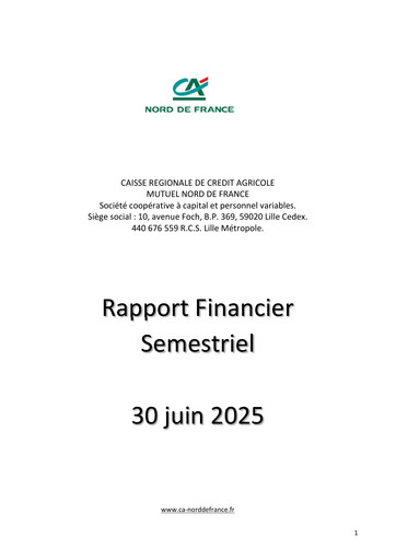 Vorschaubild Caisse Régionale de Crédit Agricole Mutuel Nord de France Halbjahresbericht 2025-h1