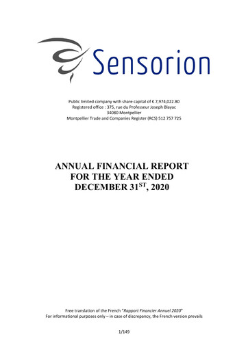 Miniature Sensorion Rapport financier 2020