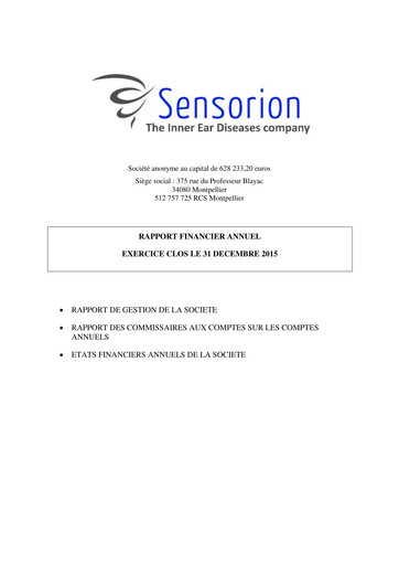 Miniature Sensorion Rapport financier 2015
