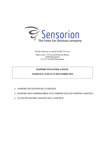 Miniature Sensorion Rapport financier 2016