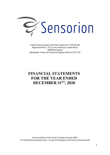 Thumbnail Sensorion Financial Statement 2020
