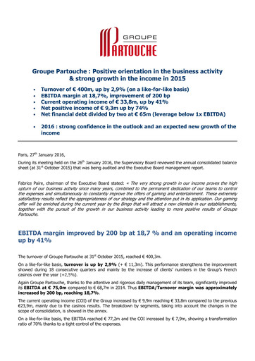 Thumbnail Groupe Partouche Financial Report 2015