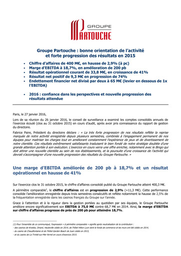 Thumbnail Groupe Partouche Financial Report 2015