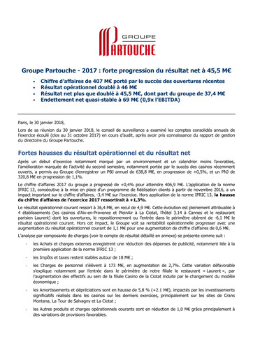 Thumbnail Groupe Partouche Financial Report 2017