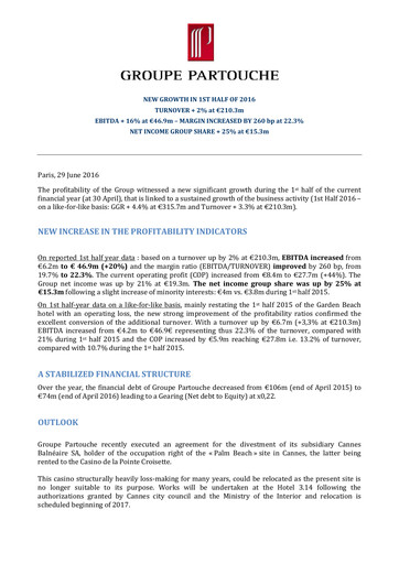 Vorschaubild Groupe Partouche Halbjahresbericht 2016-h1