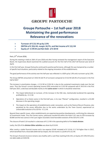 Vorschaubild Groupe Partouche Halbjahresbericht 2018-h1