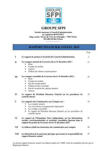 Thumbnail Groupe SFPI Financial Report 2015