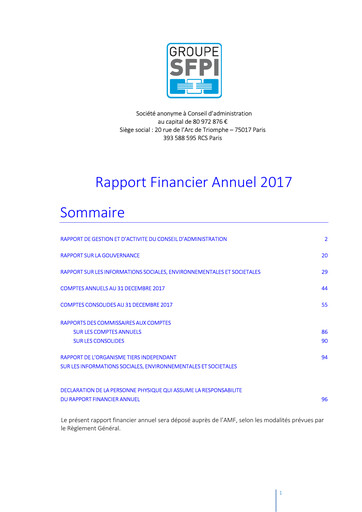 Thumbnail Groupe SFPI Financial Report 2017