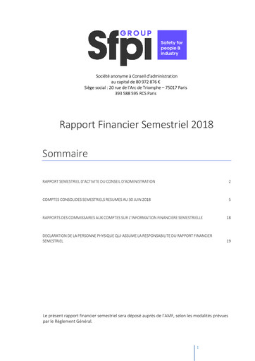 Thumbnail Groupe SFPI Half-year Report 2018-h1