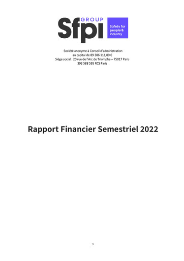 Thumbnail Groupe SFPI Half-year Report 2022-h1