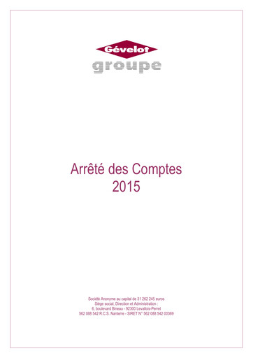 Thumbnail Gévelot SA Financial Report 2015