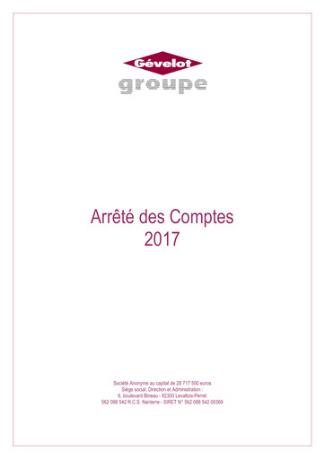 Thumbnail Gévelot SA Financial Report 2017