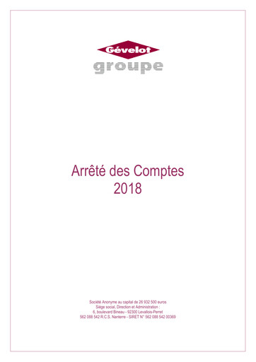 Thumbnail Gévelot SA Financial Report 2018