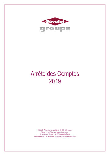 Thumbnail Gévelot SA Financial Report 2019