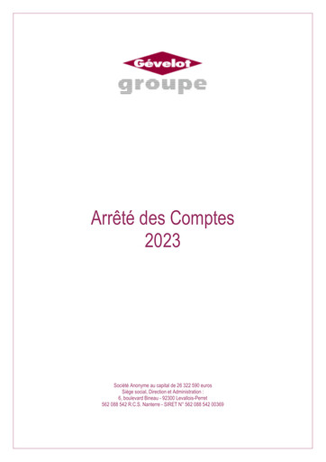 Thumbnail Gévelot SA Financial Report 2023