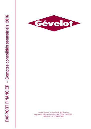 Thumbnail Gévelot SA Half-year Report 2016-h1