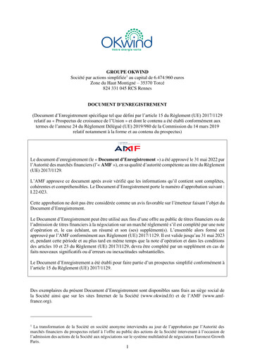 Miniature Groupe OKwind Document d'enregistrement universel 2020