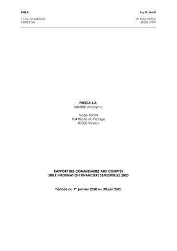 Thumbnail Precia S.A. Half-year Report 2020-h1