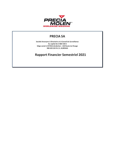 Thumbnail Precia S.A. Half-year Report 2021-h1
