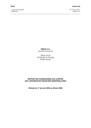 Thumbnail Precia S.A. Half-year Report 2022-h1