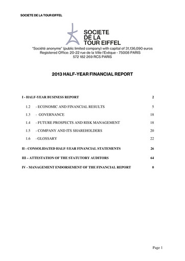 Thumbnail Société de la Tour Eiffel Half-year Report 2013-h1