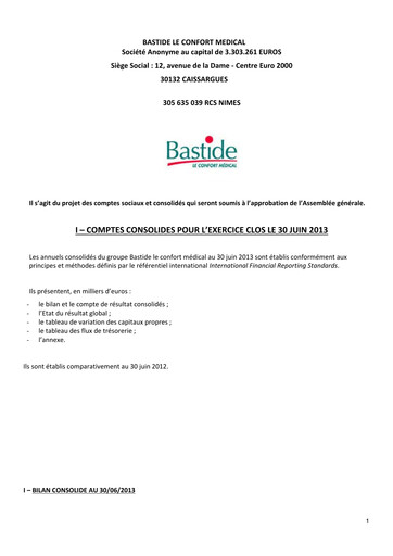 Thumbnail Bastide Le Confort Médical Annual Report 2013