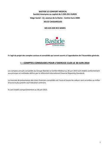 Thumbnail Bastide Le Confort Médical Annual Report 2014