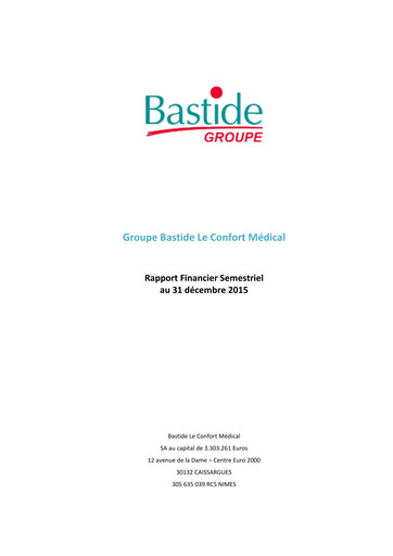 Thumbnail Bastide Le Confort Médical Half-year Report 2015-h2
