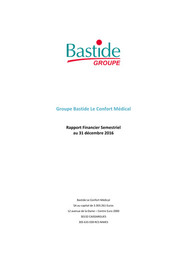 Thumbnail Bastide Le Confort Médical Half-year Report 2016-h2