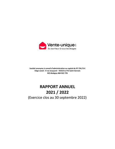 Thumbnail Vente-Unique.com Annual Report 2021-2022