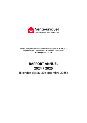 Thumbnail Vente-Unique.com Annual Report 2024-2025