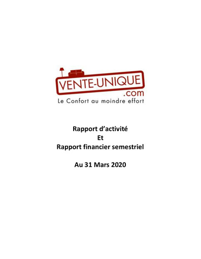 Thumbnail Vente-Unique.com Half-year Report 2019-2020