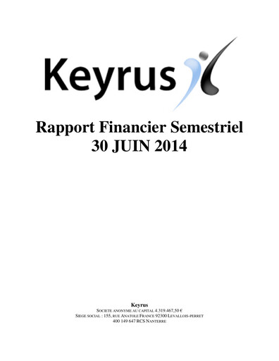 Thumbnail Keyrus Half-year Report 2014-h1