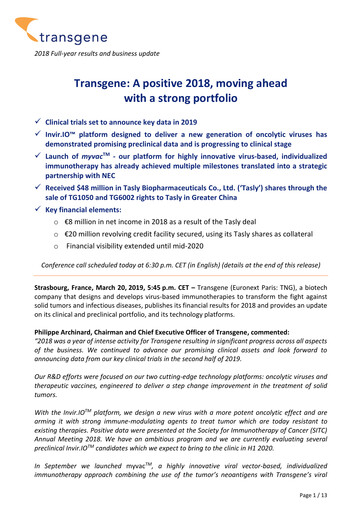 Miniature Transgene SA Rapport financier 2018