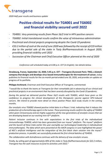 Miniature Transgene SA Rapport semestriel 2020