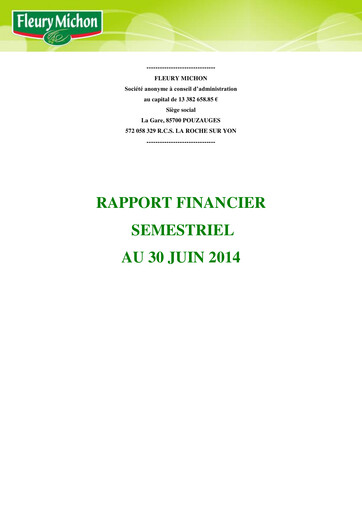 Miniature Fleury Michon Rapport semestriel 2014-h1