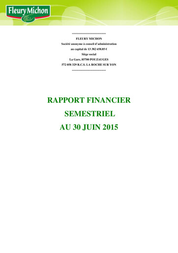 Miniature Fleury Michon Rapport semestriel 2015-h1