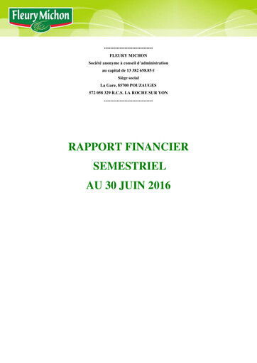 Miniature Fleury Michon Rapport semestriel 2016-h1