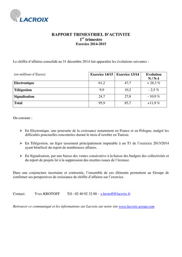 Thumbnail LACROIX Group SA Quarterly Report 2015-q1